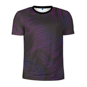 Мужская футболка 3D спортивная с принтом Пурпурные волны в Екатеринбурге, 100% полиэстер с улучшенными характеристиками | приталенный силуэт, круглая горловина, широкие плечи, сужается к линии бедра | абстракция | арт | волны | пурпурный