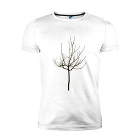 Мужская футболка премиум с принтом Веточка дерева в Екатеринбурге, 92% хлопок, 8% лайкра | приталенный силуэт, круглый вырез ворота, длина до линии бедра, короткий рукав | Тематика изображения на принте: ветка | дерево | класс | корки | круто | природа