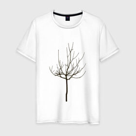 Мужская футболка хлопок с принтом Веточка дерева в Екатеринбурге, 100% хлопок | прямой крой, круглый вырез горловины, длина до линии бедер, слегка спущенное плечо. | Тематика изображения на принте: ветка | дерево | класс | корки | круто | природа