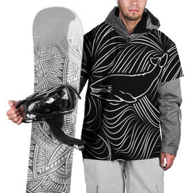 Накидка на куртку 3D с принтом Кит в морской пучине в Екатеринбурге, 100% полиэстер |  | арт | белый | волна | волны | кит | классно | круто | линия | море | рисунок | черный | черта