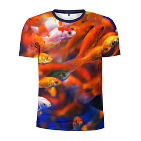 Мужская футболка 3D спортивная с принтом Рыбки в Екатеринбурге, 100% полиэстер с улучшенными характеристиками | приталенный силуэт, круглая горловина, широкие плечи, сужается к линии бедра | вода | природа | рыба | рыбалка | туризм