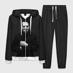 Мужской костюм 3D с принтом Marilyn Manson в Екатеринбурге, 100% полиэстер | Манжеты и пояс оформлены тканевой резинкой, двухслойный капюшон со шнурком для регулировки, карманы спереди | Тематика изображения на принте: звезда | знаменитость | музыка | мэрилин мэнсон | певец | рокер