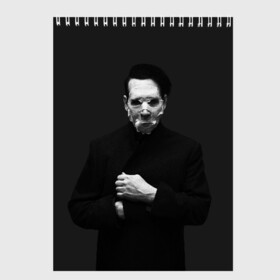 Скетчбук с принтом Marilyn Manson в Екатеринбурге, 100% бумага
 | 48 листов, плотность листов — 100 г/м2, плотность картонной обложки — 250 г/м2. Листы скреплены сверху удобной пружинной спиралью | звезда | знаменитость | музыка | мэрилин мэнсон | певец | рокер