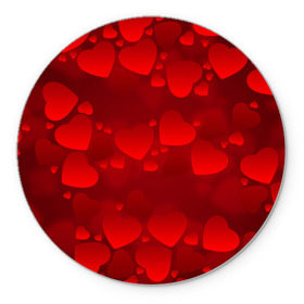Коврик круглый с принтом Красные сердца в Екатеринбурге, резина и полиэстер | круглая форма, изображение наносится на всю лицевую часть | heart | red | любовь | орнамент | сердце | узор