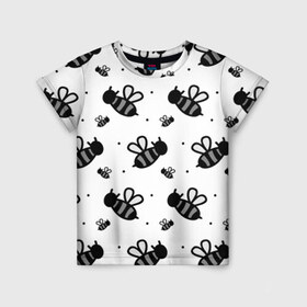 Детская футболка 3D с принтом Рой пчёл в Екатеринбурге, 100% гипоаллергенный полиэфир | прямой крой, круглый вырез горловины, длина до линии бедер, чуть спущенное плечо, ткань немного тянется | Тематика изображения на принте: белый | бзз | жало | круто | много | пчела | пчелы | рисунок | рой | стая | текстура | черный