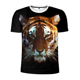 Мужская футболка 3D спортивная с принтом Tiger в Екатеринбурге, 100% полиэстер с улучшенными характеристиками | приталенный силуэт, круглая горловина, широкие плечи, сужается к линии бедра | Тематика изображения на принте: тигр