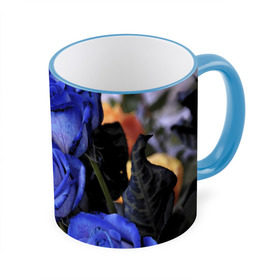 Кружка 3D с принтом Синие розы в Екатеринбурге, керамика | ёмкость 330 мл | Тематика изображения на принте: девушкам | розы | синие | цветы