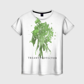 Женская футболка 3D с принтом Treant Protector в Екатеринбурге, 100% полиэфир ( синтетическое хлопкоподобное полотно) | прямой крой, круглый вырез горловины, длина до линии бедер | dota 2 | treant protector | дерево | дота