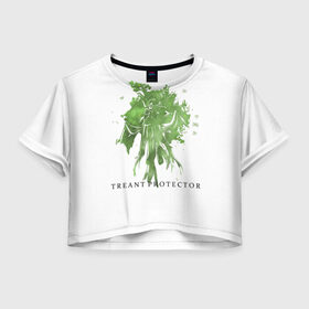 Женская футболка 3D укороченная с принтом Treant Protector в Екатеринбурге, 100% полиэстер | круглая горловина, длина футболки до линии талии, рукава с отворотами | dota 2 | treant protector | дерево | дота