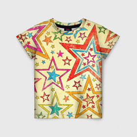 Детская футболка 3D с принтом Звезда в Екатеринбурге, 100% гипоаллергенный полиэфир | прямой крой, круглый вырез горловины, длина до линии бедер, чуть спущенное плечо, ткань немного тянется | звёзды | орнамент | прикольные картинки | узор | цвет