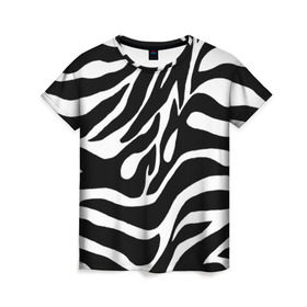 Женская футболка 3D с принтом Зебра в Екатеринбурге, 100% полиэфир ( синтетическое хлопкоподобное полотно) | прямой крой, круглый вырез горловины, длина до линии бедер | животные | зебра | полосы | текстуры | черно белый