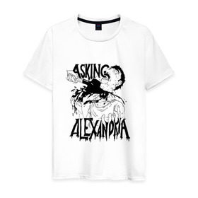 Мужская футболка хлопок с принтом Asking Alexandria в Екатеринбурге, 100% хлопок | прямой крой, круглый вырез горловины, длина до линии бедер, слегка спущенное плечо. | alternative | asking alexandria | hardcore | metal | post hardcore | rock | scream | sxe