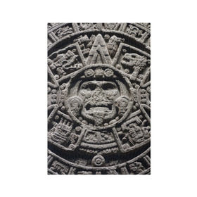 Обложка для паспорта матовая кожа с принтом Календарь ацтеков в Екатеринбурге, натуральная матовая кожа | размер 19,3 х 13,7 см; прозрачные пластиковые крепления | Тематика изображения на принте: ацтеки | древняя цивилизация | индейцы | майя | южная америка