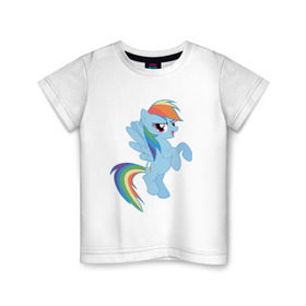 Детская футболка хлопок с принтом rainbow dash в Екатеринбурге, 100% хлопок | круглый вырез горловины, полуприлегающий силуэт, длина до линии бедер | cute | my little pony | pony | rainbow dash