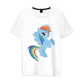 Мужская футболка хлопок с принтом rainbow dash в Екатеринбурге, 100% хлопок | прямой крой, круглый вырез горловины, длина до линии бедер, слегка спущенное плечо. | cute | my little pony | pony | rainbow dash
