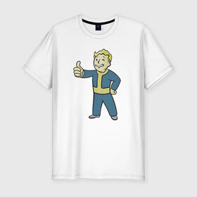 Мужская футболка премиум с принтом Волт бой в Екатеринбурге, 92% хлопок, 8% лайкра | приталенный силуэт, круглый вырез ворота, длина до линии бедра, короткий рукав | fallout | волт бой