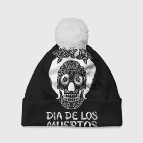 Шапка 3D c помпоном с принтом День мертвецов в Екатеринбурге, 100% полиэстер | универсальный размер, печать по всей поверхности изделия | halloween | mexiэллоуин | день мертвых | мексика | мексиканский череп | мертвецов | о | орнамент | праздник | узоры | хэллоуин | цветы