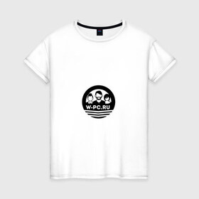 Женская футболка хлопок с принтом W-PC в Екатеринбурге, 100% хлопок | прямой крой, круглый вырез горловины, длина до линии бедер, слегка спущенное плечо | w pc.ru | world people and cars | wpc