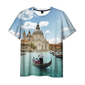 Мужская футболка 3D с принтом Венеция в Екатеринбурге, 100% полиэфир | прямой крой, круглый вырез горловины, длина до линии бедер | europe | italy | venice | венеция | вода | европа | ес | италия | каникулы | лодки | отдых | отпуск | солнце | туризм