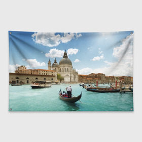 Флаг-баннер с принтом Венеция в Екатеринбурге, 100% полиэстер | размер 67 х 109 см, плотность ткани — 95 г/м2; по краям флага есть четыре люверса для крепления | europe | italy | venice | венеция | вода | европа | ес | италия | каникулы | лодки | отдых | отпуск | солнце | туризм