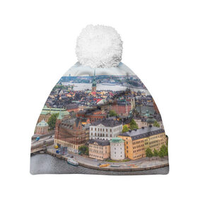 Шапка 3D c помпоном с принтом Швеция в Екатеринбурге, 100% полиэстер | универсальный размер, печать по всей поверхности изделия | europe | stockholm | sweden | европа | ес | каникулы | отпуск | стокгольм | туризм | швеция
