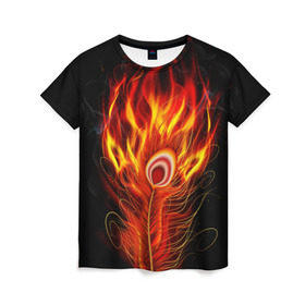 Женская футболка 3D с принтом Феникс в Екатеринбурге, 100% полиэфир ( синтетическое хлопкоподобное полотно) | прямой крой, круглый вырез горловины, длина до линии бедер | phoenix | арт | дым | краска | лучи | огонь | пламя | прикольные | птица. фентези | свет | феникс