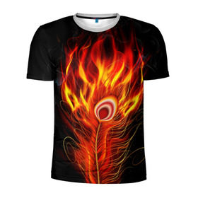 Мужская футболка 3D спортивная с принтом Феникс в Екатеринбурге, 100% полиэстер с улучшенными характеристиками | приталенный силуэт, круглая горловина, широкие плечи, сужается к линии бедра | phoenix | арт | дым | краска | лучи | огонь | пламя | прикольные | птица. фентези | свет | феникс