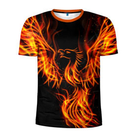 Мужская футболка 3D спортивная с принтом Феникс в Екатеринбурге, 100% полиэстер с улучшенными характеристиками | приталенный силуэт, круглая горловина, широкие плечи, сужается к линии бедра | огонь | пламя | птица