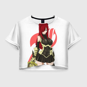 Женская футболка 3D укороченная с принтом Алая Эльза в Екатеринбурге, 100% полиэстер | круглая горловина, длина футболки до линии талии, рукава с отворотами | elza | erza | red