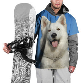 Накидка на куртку 3D с принтом белый пес в Екатеринбурге, 100% полиэстер |  | dog | friend | взгляд | волк | друг | пес | собака | хаски