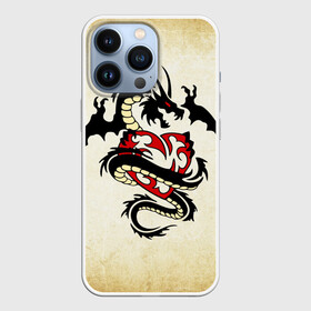 Чехол для iPhone 13 Pro с принтом Покоритель сердец в Екатеринбурге,  |  | dragon | дракон | дракоша | змей | когти | крылья | монстр | огонь | пламя | рога | тату | татуировка | трайбл | чешуя | чудовище | шипы