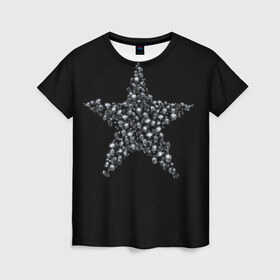 Женская футболка 3D с принтом Алмазная звезда в Екатеринбурге, 100% полиэфир ( синтетическое хлопкоподобное полотно) | прямой крой, круглый вырез горловины, длина до линии бедер | алмаз | блеск | бриллиант | драгоценность | звезда