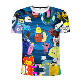 Мужская футболка 3D спортивная с принтом Adventure Time 1 в Екатеринбурге, 100% полиэстер с улучшенными характеристиками | приталенный силуэт, круглая горловина, широкие плечи, сужается к линии бедра | Тематика изображения на принте: adventure time | bubblegum | dog | finn | jake | marcelline | время приключений | джейк и финн | марселин | пупырка