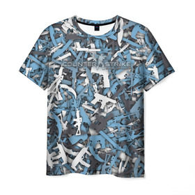 Мужская футболка 3D с принтом CS:GO Оружие (vulkan) в Екатеринбурге, 100% полиэфир | прямой крой, круглый вырез горловины, длина до линии бедер | cs | cs go | csgo | go | вулкан | го | контр страйк | контра | кс | кс го | ксго | спецназ | террористы