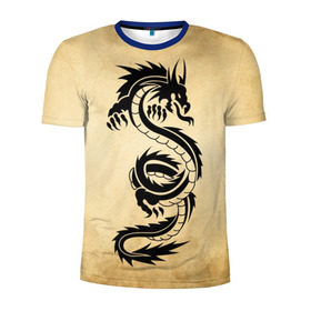 Мужская футболка 3D спортивная с принтом Убийственный змей в Екатеринбурге, 100% полиэстер с улучшенными характеристиками | приталенный силуэт, круглая горловина, широкие плечи, сужается к линии бедра | Тематика изображения на принте: dragon | дракон | дракоша | змей | когти | крылья | монстр | огонь | пламя | рога | тату | татуировка | трайбл | чешуя | чудовище | шипы