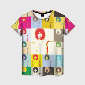 Женская футболка 3D с принтом Pop Art Jim Morrison The Doors в Екатеринбурге, 100% полиэфир ( синтетическое хлопкоподобное полотно) | прямой крой, круглый вырез горловины, длина до линии бедер | jim morrison | the doors | арт | дорс | моррисон
