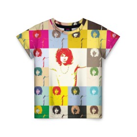 Детская футболка 3D с принтом Pop Art Jim Morrison The Doors в Екатеринбурге, 100% гипоаллергенный полиэфир | прямой крой, круглый вырез горловины, длина до линии бедер, чуть спущенное плечо, ткань немного тянется | Тематика изображения на принте: jim morrison | the doors | арт | дорс | моррисон
