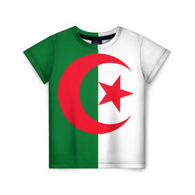 Детская футболка 3D с принтом Алжир в Екатеринбурге, 100% гипоаллергенный полиэфир | прямой крой, круглый вырез горловины, длина до линии бедер, чуть спущенное плечо, ткань немного тянется | африка | страна | флаг