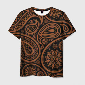 Мужская футболка 3D с принтом Paisley в Екатеринбурге, 100% полиэфир | прямой крой, круглый вырез горловины, длина до линии бедер | Тематика изображения на принте: орнамент | пейсли | турецкие огурцы