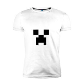 Мужская футболка премиум с принтом Крипер в Екатеринбурге, 92% хлопок, 8% лайкра | приталенный силуэт, круглый вырез ворота, длина до линии бедра, короткий рукав | creeper | minecraft | крипер | майнкрафт