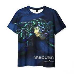 Мужская футболка 3D с принтом AWP Medusa в Екатеринбурге, 100% полиэфир | прямой крой, круглый вырез горловины, длина до линии бедер | awp | counter | csgoб контр | medusa | strike | авп | кейс | контер | ксго | медуза | скин | страйк