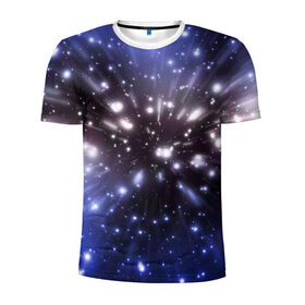 Мужская футболка 3D спортивная с принтом Звёздный космос в Екатеринбурге, 100% полиэстер с улучшенными характеристиками | приталенный силуэт, круглая горловина, широкие плечи, сужается к линии бедра | звёзды | космическое пространство | созвездие