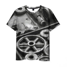 Мужская футболка 3D с принтом Железо в Екатеринбурге, 100% полиэфир | прямой крой, круглый вырез горловины, длина до линии бедер | болты | гайки | железо | механизм | стимпанк | шестеренки