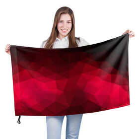 Флаг 3D с принтом Polygonal в Екатеринбурге, 100% полиэстер | плотность ткани — 95 г/м2, размер — 67 х 109 см. Принт наносится с одной стороны | красный | полигоны | треугольники