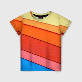Детская футболка 3D с принтом Paper color в Екатеринбурге, 100% гипоаллергенный полиэфир | прямой крой, круглый вырез горловины, длина до линии бедер, чуть спущенное плечо, ткань немного тянется | геометрия | полосы | разноцветный
