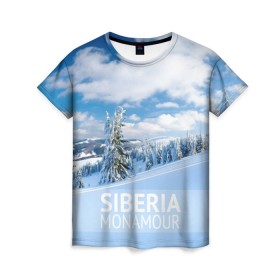 Женская футболка 3D с принтом Сибирь в Екатеринбурге, 100% полиэфир ( синтетическое хлопкоподобное полотно) | прямой крой, круглый вырез горловины, длина до линии бедер | сибирь