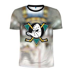 Мужская футболка 3D спортивная с принтом Anaheim ducks в Екатеринбурге, 100% полиэстер с улучшенными характеристиками | приталенный силуэт, круглая горловина, широкие плечи, сужается к линии бедра | хоккей