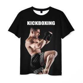 Мужская футболка 3D с принтом Kickboxing в Екатеринбурге, 100% полиэфир | прямой крой, круглый вырез горловины, длина до линии бедер | 
