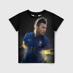 Детская футболка 3D с принтом Neymar в Екатеринбурге, 100% гипоаллергенный полиэфир | прямой крой, круглый вырез горловины, длина до линии бедер, чуть спущенное плечо, ткань немного тянется | барселона | бразилия | неймар | футбол | футболист