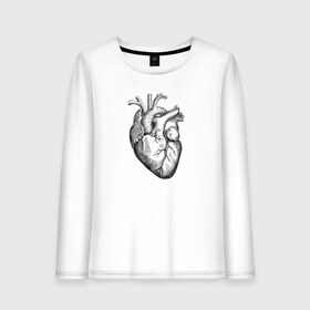 Женский лонгслив хлопок с принтом Heart в Екатеринбурге, 100% хлопок |  | вектор | карандаш | кардиология | кровь | мышца | орган | пульс | рисунок | сердце | черный